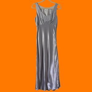 90's vintage silver silky satin sleeveless maxi dress Size 7 r-wear